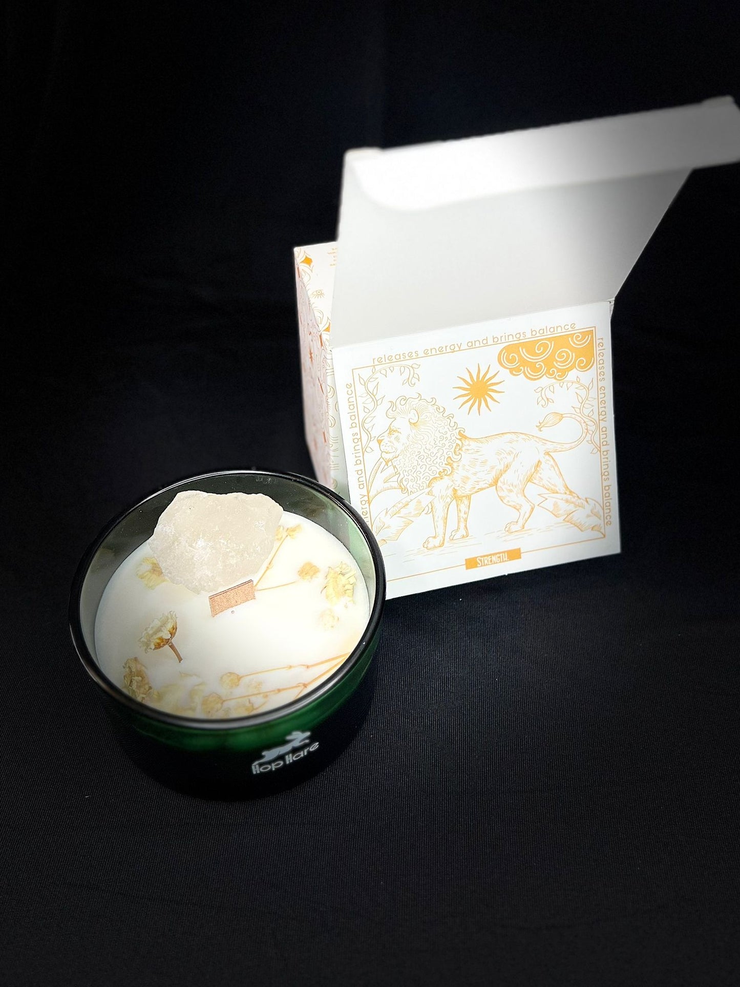 Hop Hare Crystal Magic Flower Candle - The Lion.