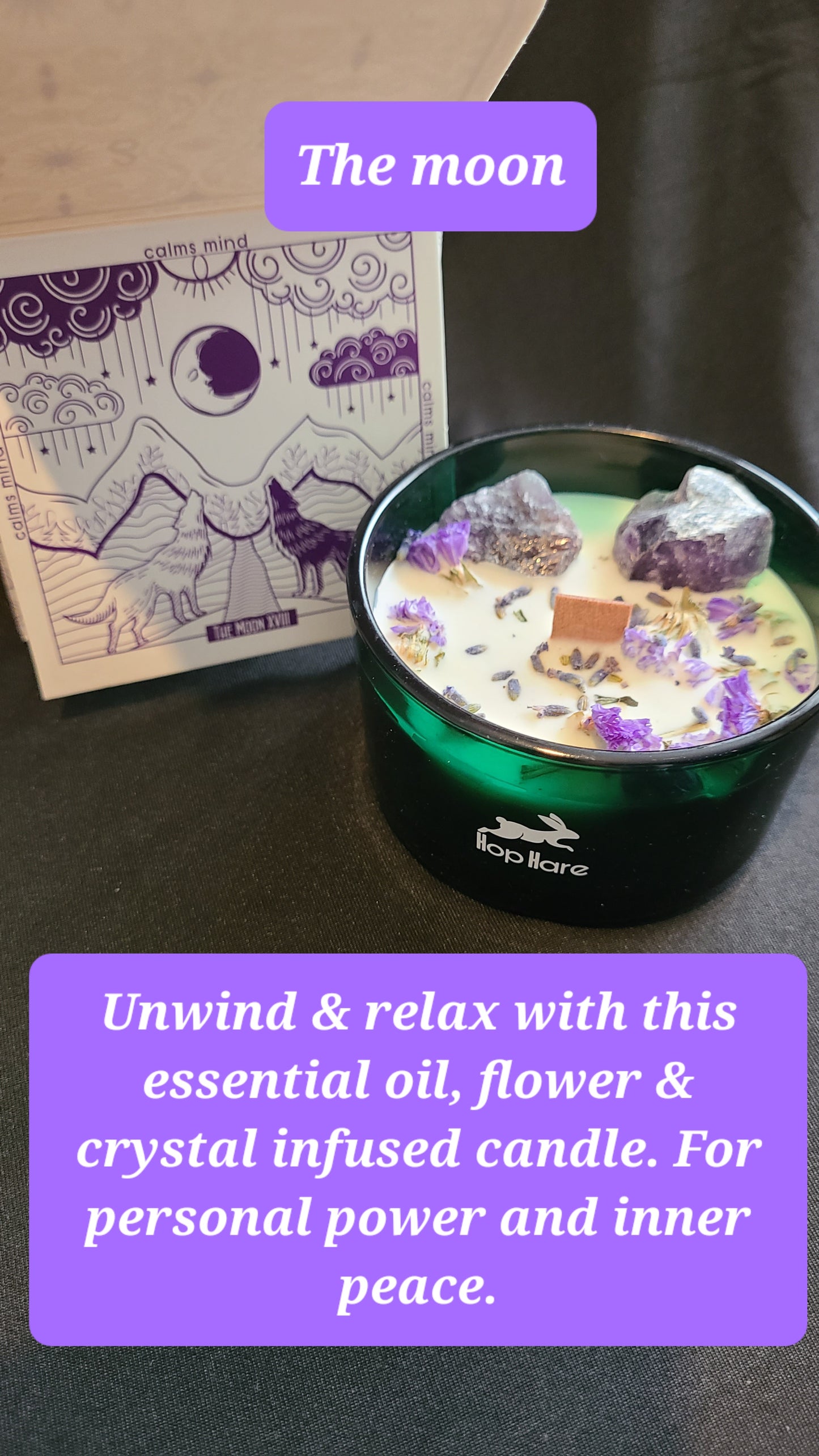 Hop Hare Crystal Magic Flower Candle - The moon.